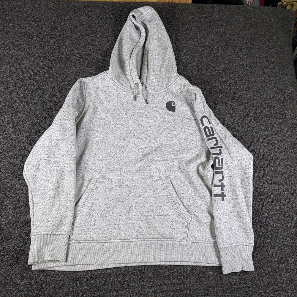 Carhartt Hoodie Womens XXL TS0288-W Gray Relaxed Fit Graphic Sleeve EUC